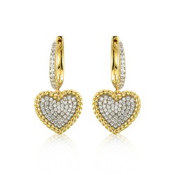 925 Silver 14ct Gold Plated CZ Set Earrings