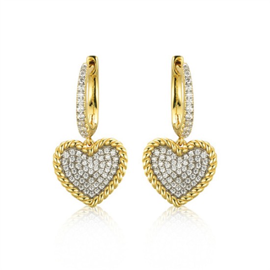 925 Silver 14ct Gold Plated CZ Set Earrings