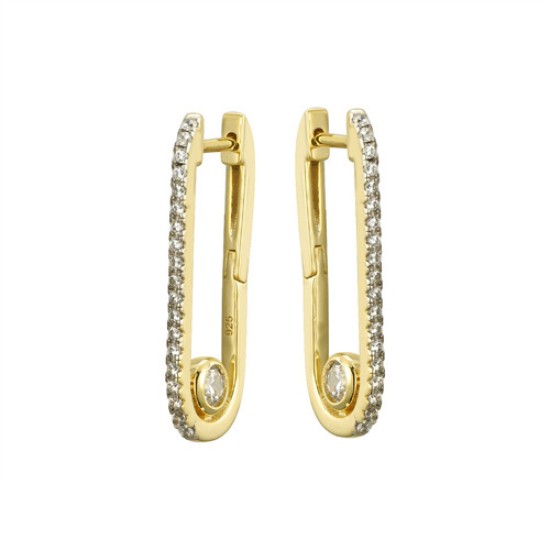 925 Silver 14ct Gold Plated CZ Set Earrings