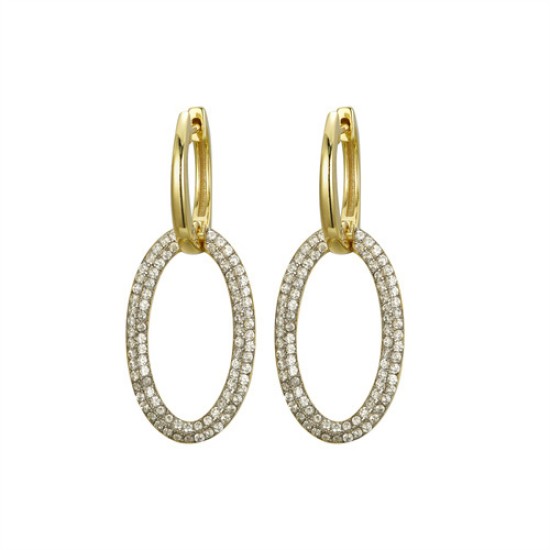 925 Silver 14ct Gold Plated CZ Set Earrings