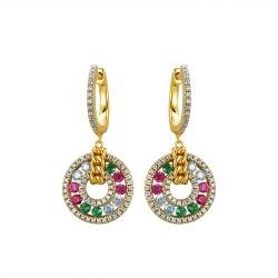 925 Silver 14ct Gold Plated CZ Set Earrings