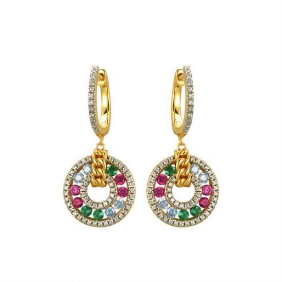925 Silver 14ct Gold Plated CZ Set Earrings