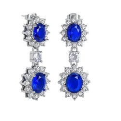 925 Silver Rhodium Plated Princess Kate Drop Earrings