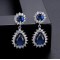 925 Silver Rhodium Plated Pear Shape Cluster Drop Earrings