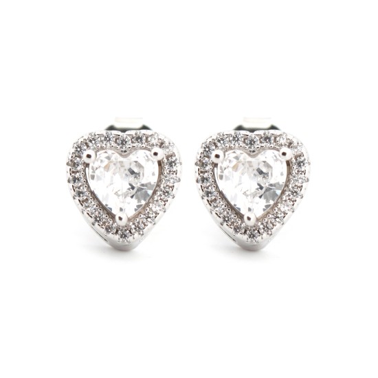 925 Silver Rhodium Plated CZ Set Stud Earrings