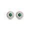 925 Silver Rhodium Halo Stud Earrings Emerald Centre CZ