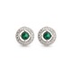 925 Silver Rhodium Halo Stud Earrings Emerald Centre CZ