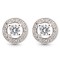 925 Silver Rhodium Halo CZ Stud Earrings White