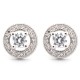 925 Silver Rhodium Halo CZ Stud Earrings White