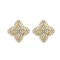 925 Silver 14ct Gold Plate CZ Set Clover Cluster Stud Earrings