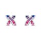 925 Silver Rhodium Plated Multo Col CZ Set Kisses Stud Earrings