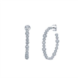 925 Silver Rhodium Plated CZ Set Stud Earrings Hoop Earrings