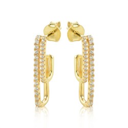 925 Silver 14ct Gold Plated CZ Set Stud Earrings