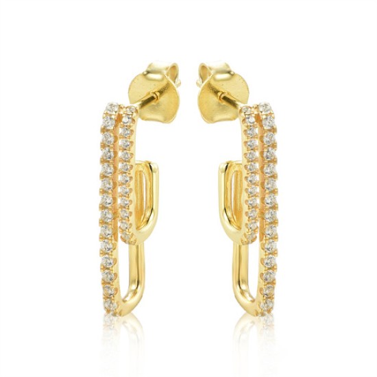 925 Silver 14ct Gold Plated CZ Set Stud Earrings