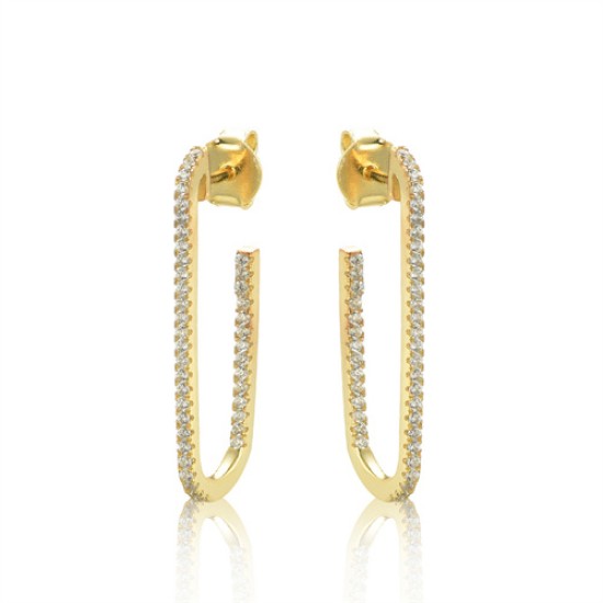 925 Silver 14ct Gold Plated CZ Set Stud Earrings