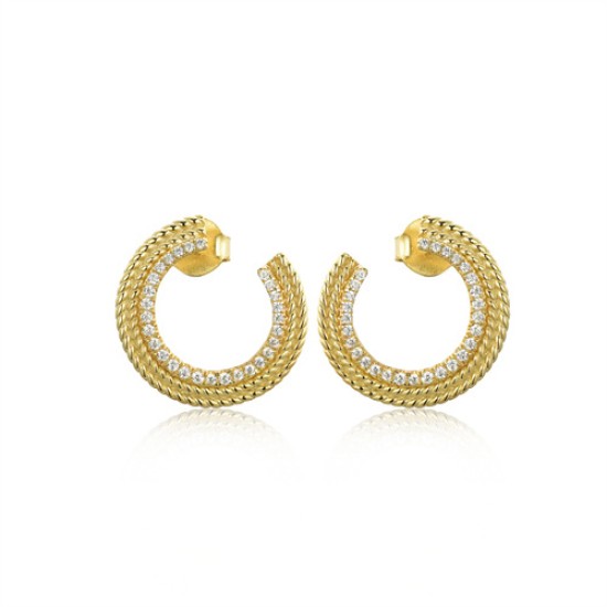 925 Silver 14ct Gold Plated CZ Set Stud Earrings