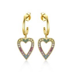 925 Silver 14ct Gold Plated Multi Col CZ Set Earrings