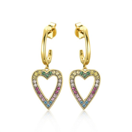 925 Silver 14ct Gold Plated Multi Col CZ Set Earrings