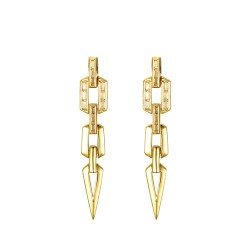 925 Silver 14ct Gold Plated CZ Set Stud Drop Earrings