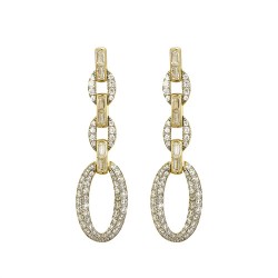 925 Silver 14ct Gold Plated CZ Set Stud Drop Earrings