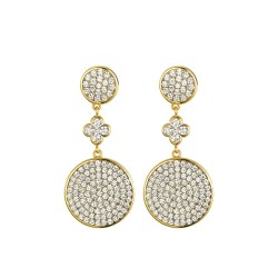 925 Silver 14ct Gold Plated CZ Set Stud Drop Earrings