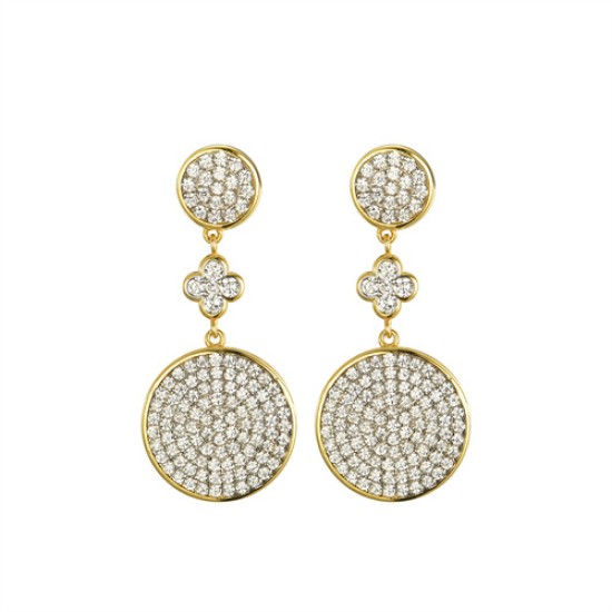 925 Silver 14ct Gold Plated CZ Set Stud Drop Earrings