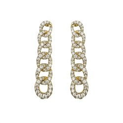 925 Silver 14ct Gold Plated CZ Set Stud Drop Earrings