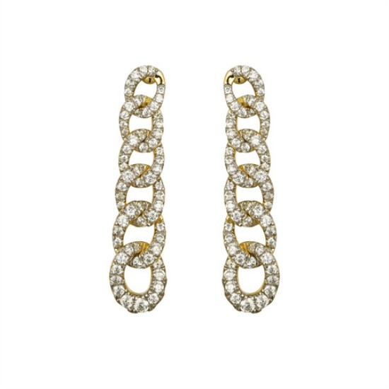 925 Silver 14ct Gold Plated CZ Set Stud Drop Earrings