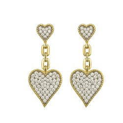 925 Silver 14ct Gold Plated CZ Set Stud Drop Earrings
