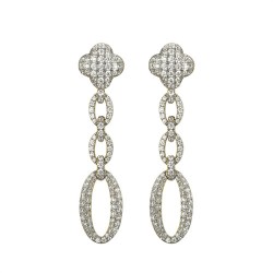 925 Silver 14ct Gold Plated CZ Set Stud Drop Earrings