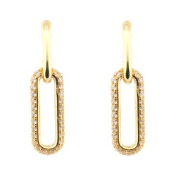 925 Silver 14ct Gold Plated CZ Set Stud Drop Earrings