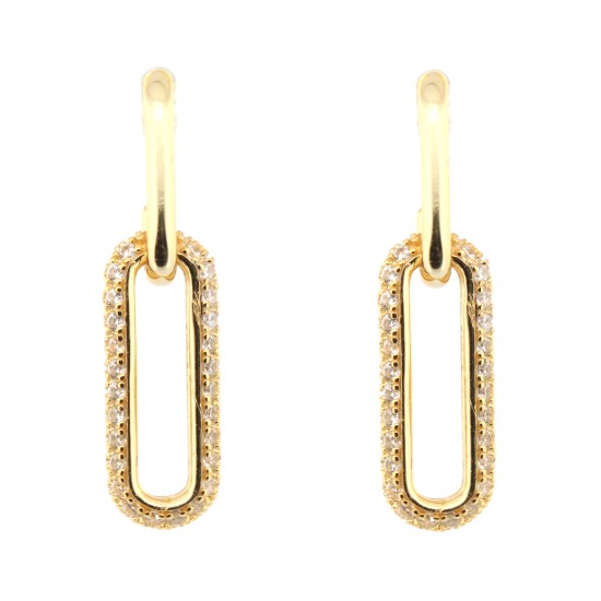 925 Silver 14ct Gold Plated CZ Set Stud Drop Earrings
