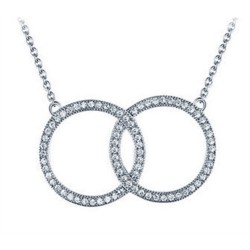 925 Silver Rhodium Plated CZ Set Twin Circle of Life Necklace