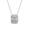 925 Silver Rhodium Plated CZ Set Emerald Shape Cluster Necklace