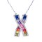 925 Silver Rhodium Plated Multi Col CZ Set Kisses Necklace