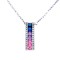 925 Silver Rhodium Plated Multi Col CZ Set Bar Necklace