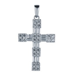 925 Silver Rhodium Plated CZ Set Cross