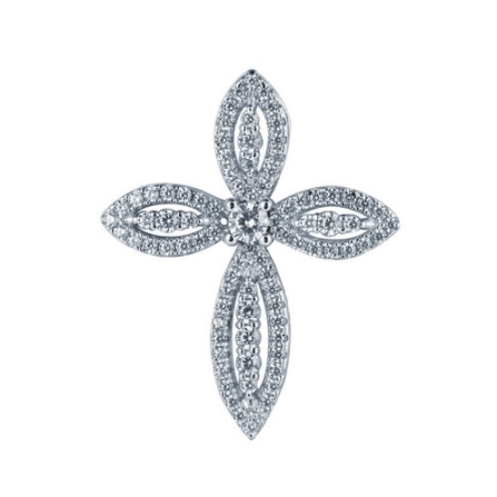925 Silver Rhodium Plated CZ Set Cross