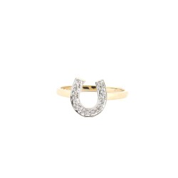 9ct Yellow 0.04ct Natural Diamond Horseshoe Ring