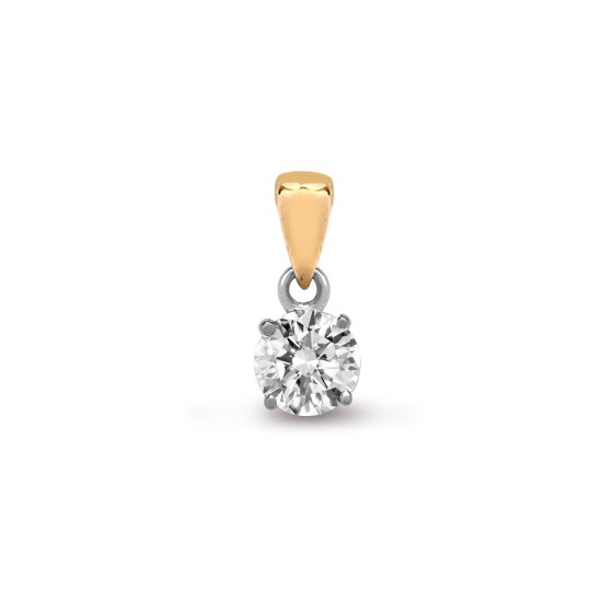 Lab 18ct Yellow Gold 75pt 4 Claw Diamond Solitaire Pendant