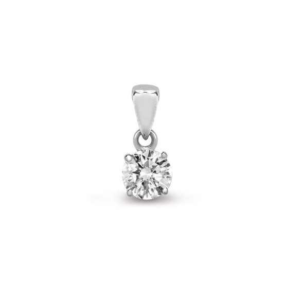 Lab 18ct White Gold 1.00ct 4 Claw Diamond Solitaire Pendant