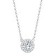 Lab 18ct White Gold 0.12ct Diamond Halo Pendant with 16"-18" Chain Extender set with a 0.50ct G SI1 Diamond