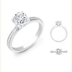 Lab 18ct White Gold 0.12ct Diamond Pav?-set Wed-fit Ring Mount + 0.25ct Diamond