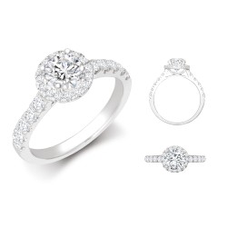Lab 950 Platinum Gold 0.41ct Diamond Micro-set Halo and Shoulders Wed-fit Ring Mount + 0.50ct Diamond Lab 950 Platinum Gold 0.41ct Diamond Micro-set Halo and Shoulders Wed-fit Ring Mount + 0.50ct Diamond