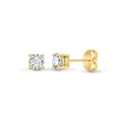 Lab 9ct Yellow Gold 1.00ct 4 Claw Diamond Solitaire Stud Earrings