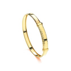 9ct Yellow Gold Childs 4mm Diamond Cut Expandable Bangle