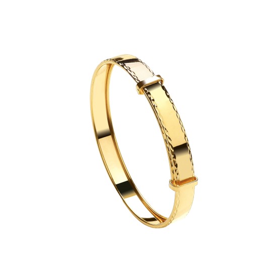 9ct Yellow Gold Maiden's 5mm Diamond Cut Expandable Bangle