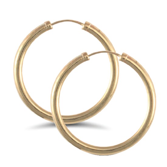 9ct yellow gold plain polished Hoop Earrings