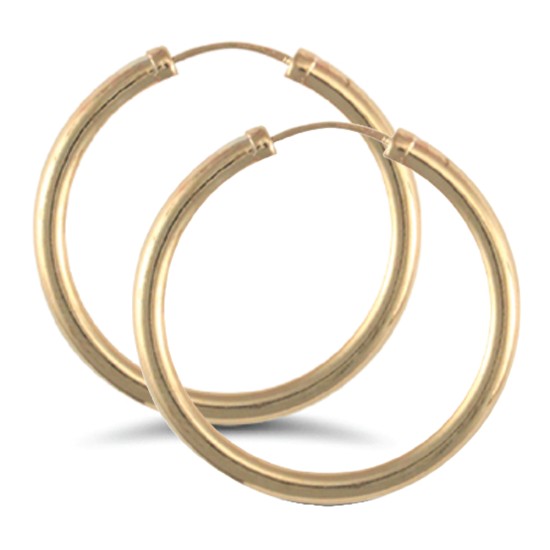 9ct yellow gold plain polished Hoop Earrings