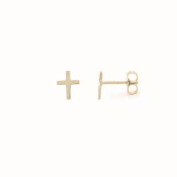9ct Yellow Gold Cross Studs Earrings